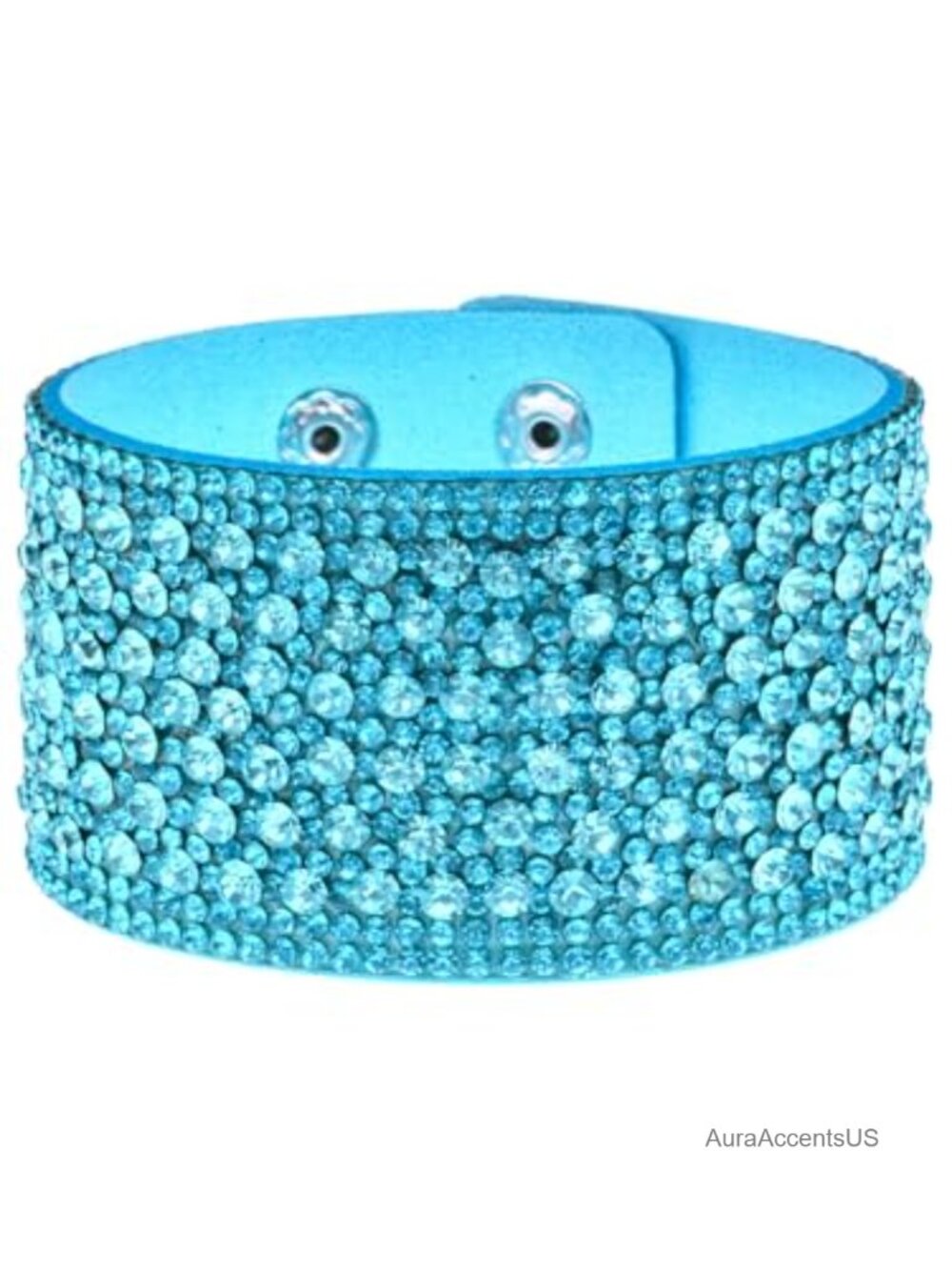 Black Rhinestone Leather Cuff Bracelet Statement Jewelry Women